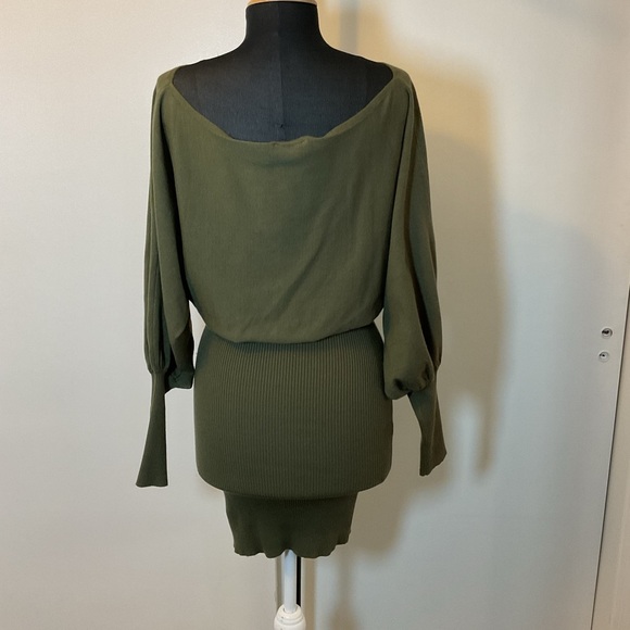 18. Hera Collection Elegant Olive Green Long Sleeve Knit Sweater Dress Size L - Picture 8 of 8